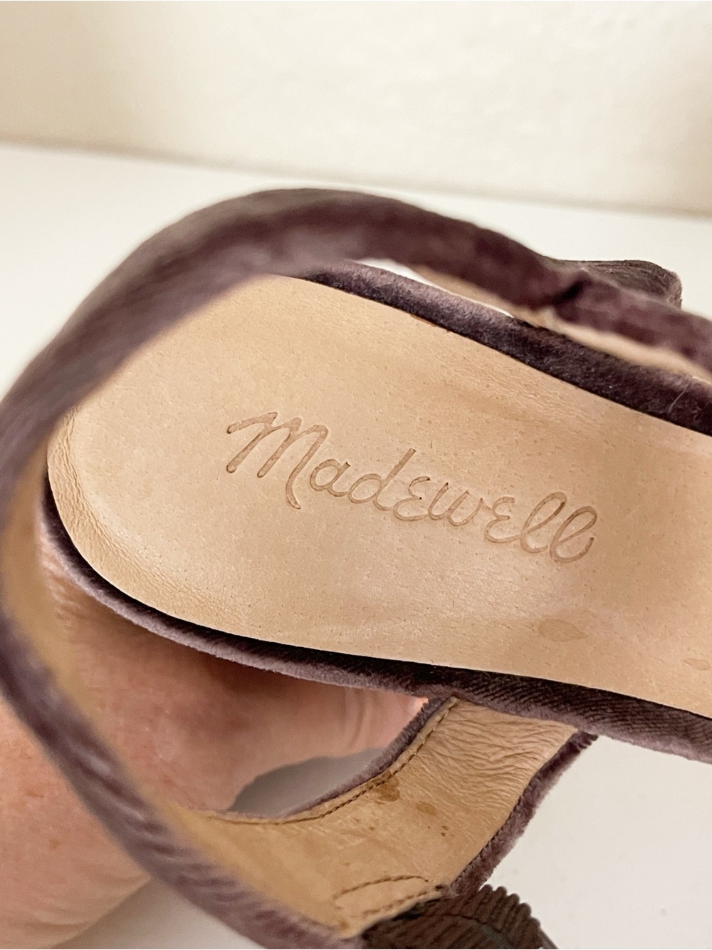 Madewell Vanessa Brown Velvet Heeled Sandals chunky block heel - Picture 7 of 13